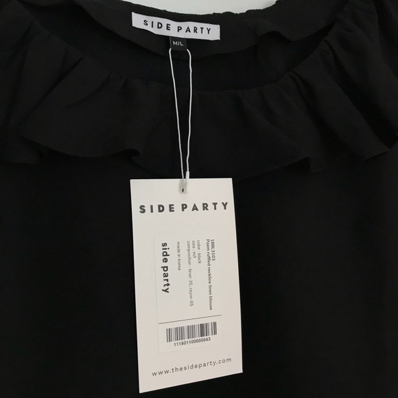 Side Party Ruffled Linen Top - Picture 6 of 6